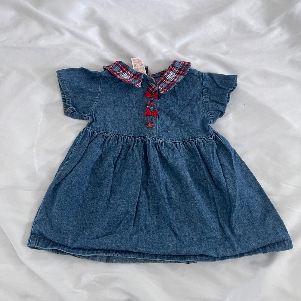 Vintage 90s‎ Brooke Lindsay Denim and Plaid Babydoll Dress